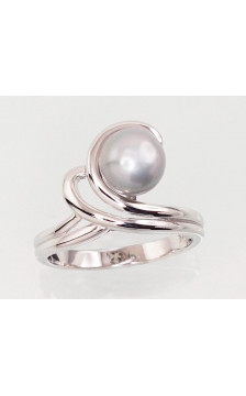 Silver ring 2101457(PRh-Gr)_PE-GR, Silver 925°, Rhodium (Plating), Fresh-water Pearl