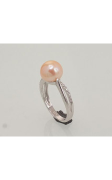 Silver ring 2101463(PRh-Gr)_CZ+PE-PI, Silver 925°, Rhodium (Plating), Zirkons , Fresh-water Pearl