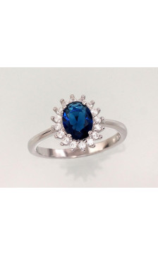 Silver ring 2101471(PRh-Gr)_CZ+CZ-B, Silver 925°, Rhodium (Plating), Zirkons