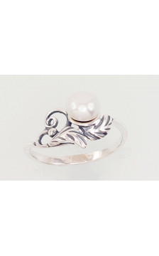 Silver ring 2101568(POx-Bk)_PE, Silver 925°, oxide (Plating), Fresh-water Pearl