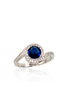 Silver ring 2101651(PRh-Gr)_CZ+CZ-B, Silver 925°, Rhodium (Plating), Zirkons