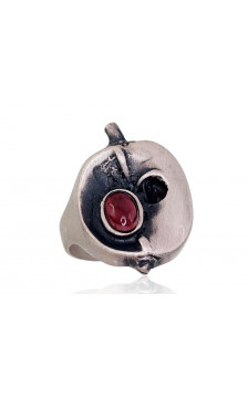 Silver ring 2101701(Matt+POx-MattBk)_GR-2, Silver 925°, oxide (Plating), Garnet