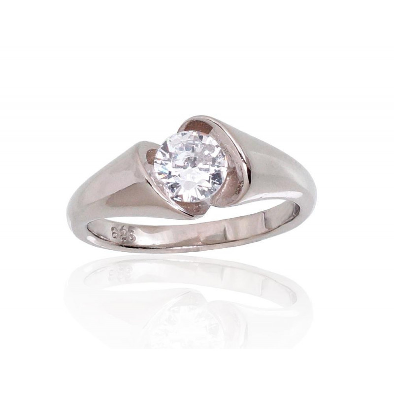 Silver ring 2101710(PRh-Gr)_CZ, Silver 925°, Rhodium (Plating), Zirkons
