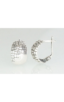 Silver earrings with 'english' lock 2201088(POx-Bk), Silver 925°, oxide (Plating)