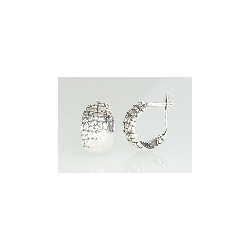 Silver earrings with 'english' lock 2201088(POx-Bk), Silver 925°, oxide (Plating)