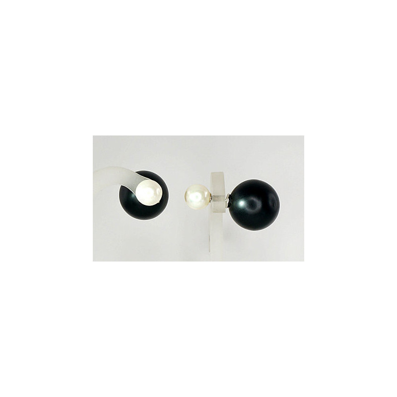 Silver stud earrings 2201136_PC-BK+PEX, Silver 925°, Plastic , Fresh-water Pearl (Imitation)