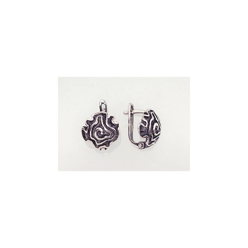 Silver earrings with 'english' lock 2201648(POx-Bk), Silver 925°, oxide (Plating)