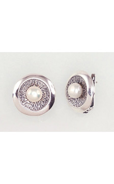 Silver earrings with 'english' lock 2201669(POx-Bk)_PE, Silver 925°, oxide (Plating), Fresh-water Pearl