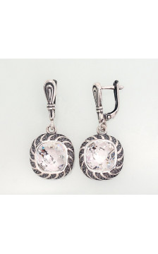 Silver earrings with 'english' lock 2202816(POx-Bk)_SV, Silver 925°, oxide (Plating), Crystals