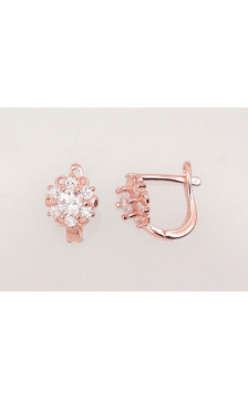 Silver earrings with 'english' lock 2202945(PAu-R)_CZ, Silver 925°, red gold (Plating), Zirkons