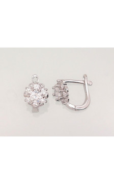 Silver earrings with 'english' lock 2202945(PRh-Gr)_CZ, Silver 925°, Rhodium (Plating), Zirkons