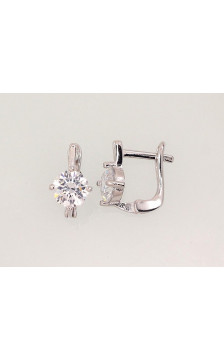 Silver earrings with 'english' lock 2202946(PRh-Gr)_CZ, Silver 925°, Rhodium (Plating), Zirkons