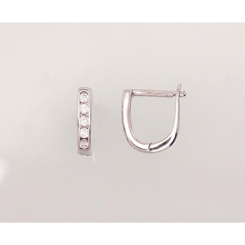 Silver earrings with 'english' lock 2202950(PRh-Gr)_CZ, Silver 925°, Rhodium (Plating), Zirkons