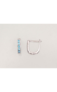 Silver earrings with 'english' lock 2202950(PRh-Gr)_CZ-AQ, Silver 925°, Rhodium (Plating), Zirkons