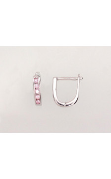 Silver earrings with 'english' lock 2202950(PRh-Gr)_CZ-PI, Silver 925°, Rhodium (Plating), Zirkons