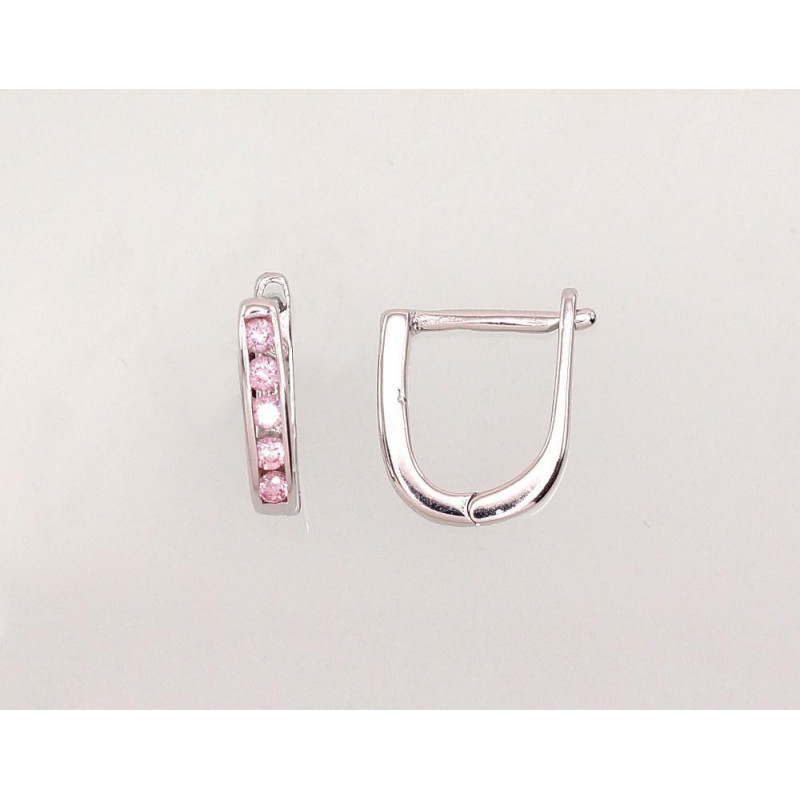 Silver earrings with 'english' lock 2202950(PRh-Gr)_CZ-PI, Silver 925°, Rhodium (Plating), Zirkons