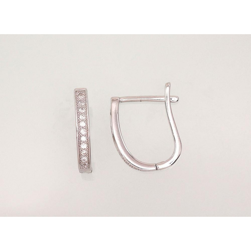Silver earrings with 'english' lock 2202951(PRh-Gr)_CZ, Silver 925°, Rhodium (Plating), Zirkons