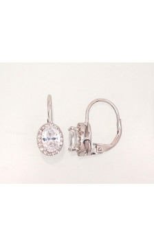 Silver earrings with 'english' lock 2202957(PRh-Gr)_CZ, Silver 925°, Rhodium (Plating), Zirkons