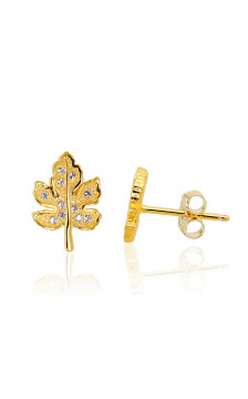 Silver stud earrings 2202969(PAu-Y)_CZ, Silver 925°, yellow gold (Plating), Zirkons