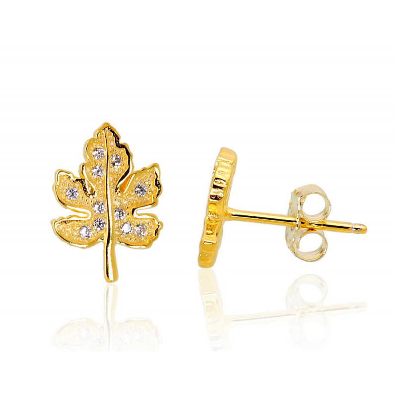Silver stud earrings 2202969(PAu-Y)_CZ, Silver 925°, yellow gold (Plating), Zirkons