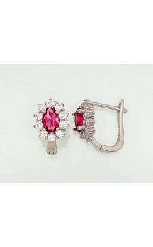 Silver earrings with 'english' lock 2202986(PRh-Gr)_CZ+CZ-RO, Silver 925°, Rhodium (Plating), Zirkons