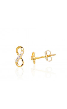 Silver stud earrings 2202989(PAu-Y)_CZ, Silver 925°, yellow gold (Plating), Zirkons