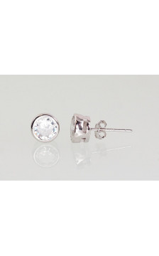 Silver stud earrings 2202993(PRh-Gr)_CZ, Silver 925°, Rhodium (Plating), Zirkons