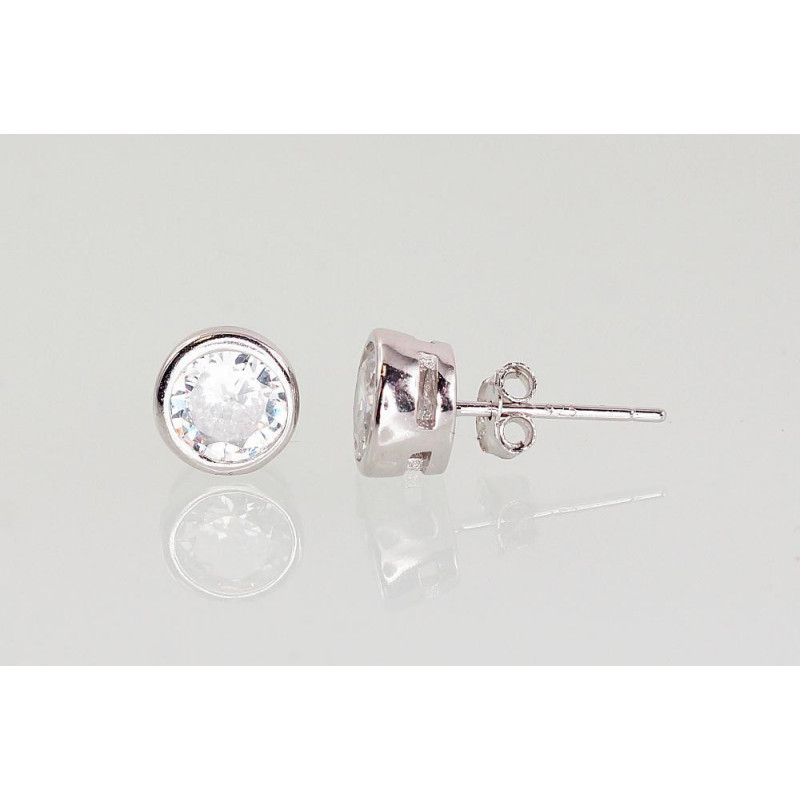 Silver stud earrings 2202993(PRh-Gr)_CZ, Silver 925°, Rhodium (Plating), Zirkons