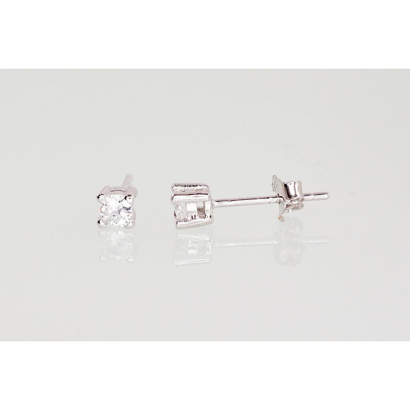Silver stud earrings 2202994(PRh-Gr)_CZ, Silver 925°, Rhodium (Plating), Zirkons