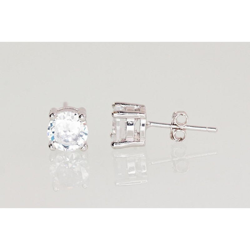 Silver stud earrings 2202997(PRh-Gr)_CZ, Silver 925°, Rhodium (Plating), Zirkons