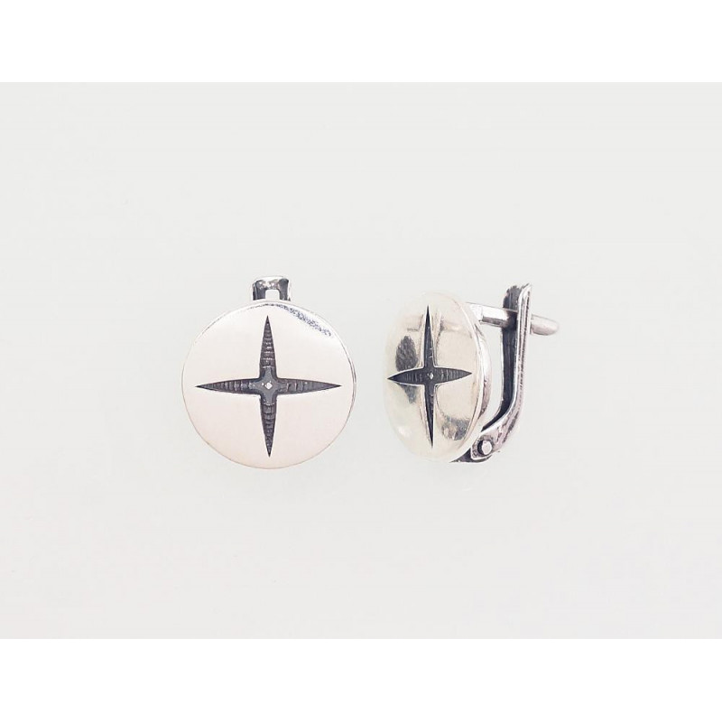 Silver earrings with 'english' lock 2203012(POx-Bk), Silver 925°, oxide (Plating)