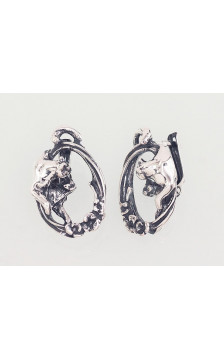 Silver earrings with 'english' lock 2203022(POx-Bk), Silver 925°, oxide (Plating)