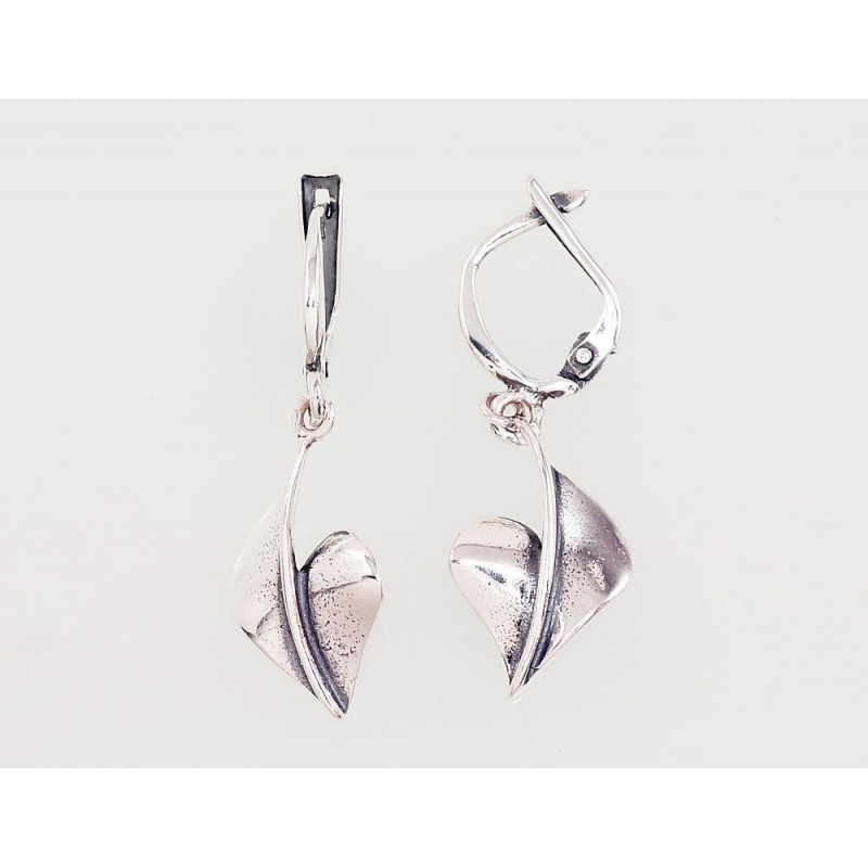 Silver earrings with 'english' lock 2203036(POx-Bk), Silver 925°, oxide (Plating)