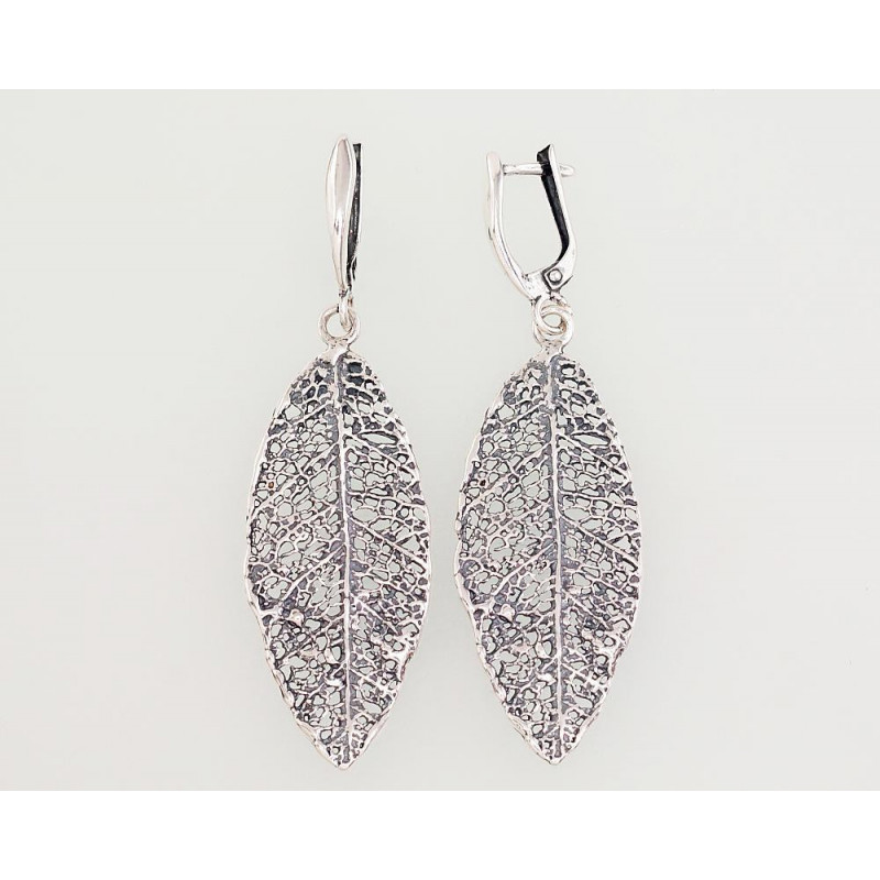 Silver earrings with 'english' lock 2203038(POx-Bk), Silver 925°, oxide (Plating)