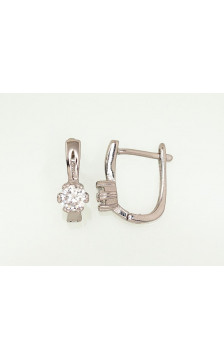 Silver earrings with 'english' lock 2203103(PRh-Gr)_CZ, Silver 925°, Rhodium (Plating), Zirkons