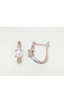 Silver earrings with 'english' lock 2203104(PRh-Gr)_CZ, Silver 925°, Rhodium (Plating), Zirkons
