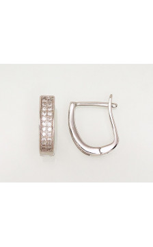 Silver earrings with 'english' lock 2203109(PRh-Gr)_CZ, Silver 925°, Rhodium (Plating), Zirkons