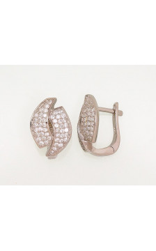Silver earrings with 'english' lock 2203112(PRh-Gr)_CZ, Silver 925°, Rhodium (Plating), Zirkons