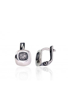 Silver earrings with 'english' lock 2203155(POx-Bk), Silver 925°, oxide (Plating)