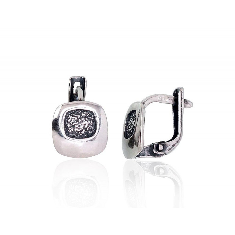 Silver earrings with 'english' lock 2203155(POx-Bk), Silver 925°, oxide (Plating)