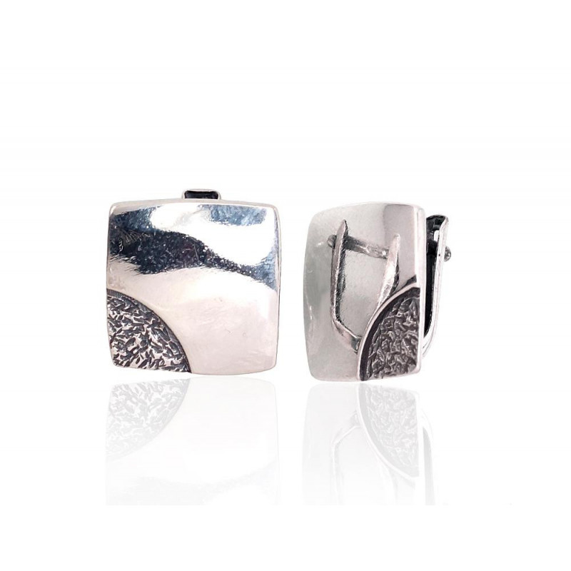 Silver earrings with 'english' lock 2203157(POx-Bk), Silver 925°, oxide (Plating)