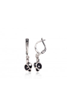Silver earrings with 'english' lock 2203180(POx-Bk), Silver 925°, oxide (Plating)