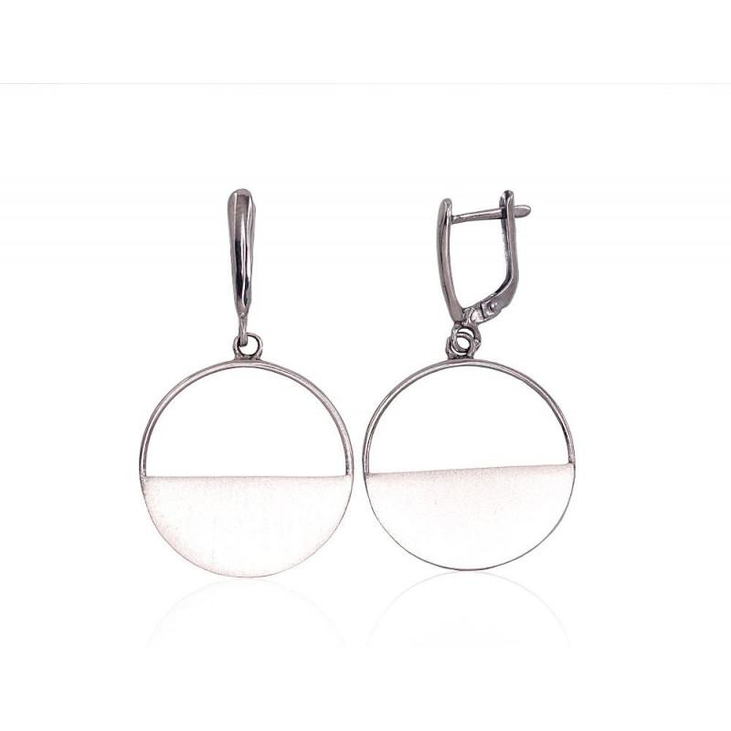Silver earrings 2203198(PRh-Bk+PRh-MattGr), Silver 925°, Rhodium (Plating)