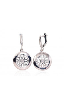 Silver earrings with 'english' lock 2203232(POx-Bk)_CZ, Silver 925°, oxide (Plating), Zirkons