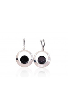 Silver earrings 2203249(POx-Bk)_AG, Silver 925°, oxide (Plating), Agate