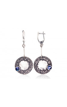 Silver earrings 2203266(POx-Bk)_PL-G, Silver 925°, oxide (Plating), Mother-of-pearl