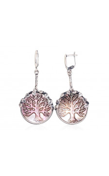 Silver earrings 2203267(POx-Bk)_PL-G, Silver 925°, oxide (Plating), Mother-of-pearl