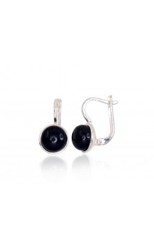 Silver earrings with 'english' lock 2203272_PE-BK, Silver 925°, Fresh-water Pearl
