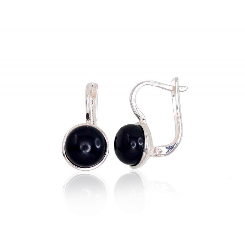 Silver earrings with 'english' lock 2203272_PE-BK, Silver 925°, Fresh-water Pearl