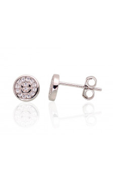 Silver stud earrings 2203477(PRh-Gr)_CZ, Silver 925°, Rhodium (Plating), Zirkons